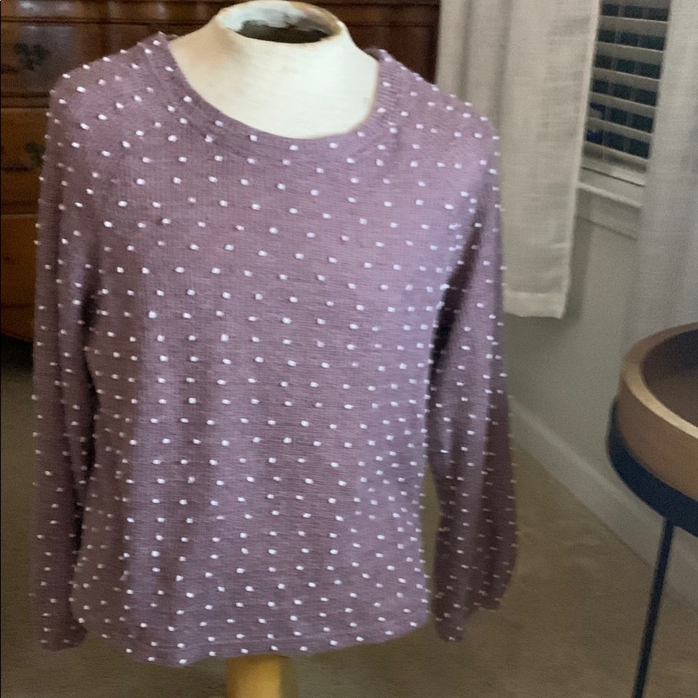 Flower and Feather Women's Cotton Polka Dot Long Sleeve Top Top Size Medium